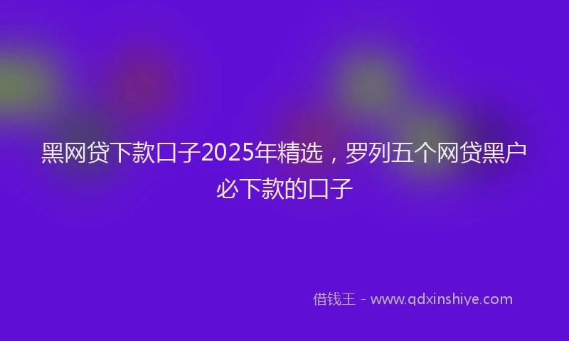 黑网贷下款口子2025年精选，罗列五个网贷黑户必下款的口子