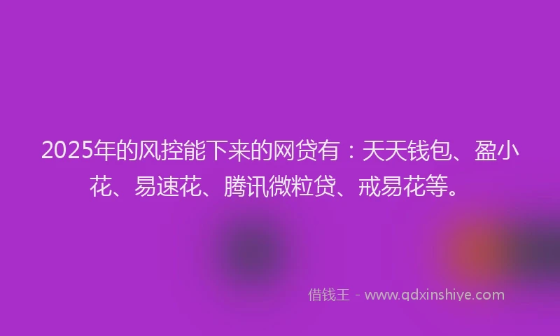 2025年的风控能下来的网贷有：天天钱包、盈小花、易速花、腾讯微粒贷、戒易花等。
