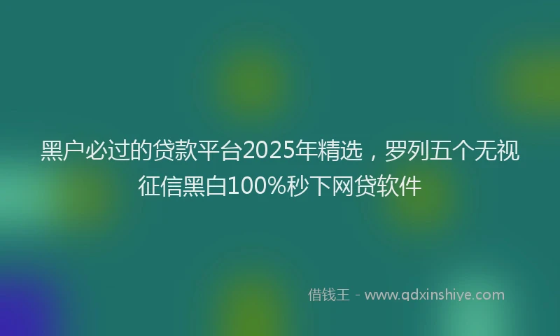 黑户必过的贷款平台2025年精选，罗列五个无视征信黑白100%秒下网贷软件
