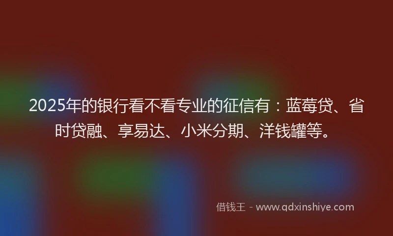 2025年的银行看不看专业的征信有：蓝莓贷、省时贷融、享易达、小米分期、洋钱罐等。