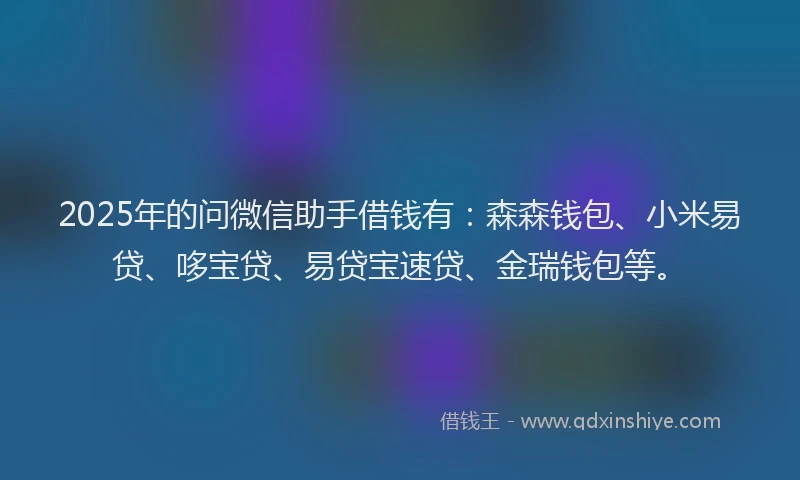 2025年的问微信助手借钱有：森森钱包、小米易贷、哆宝贷、易贷宝速贷、金瑞钱包等。