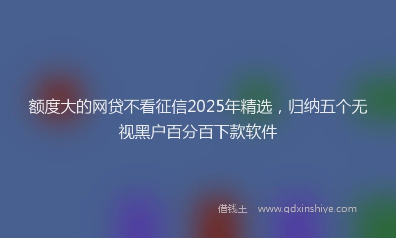 额度大的网贷不看征信2025年精选，归纳五个无视黑户百分百下款软件
