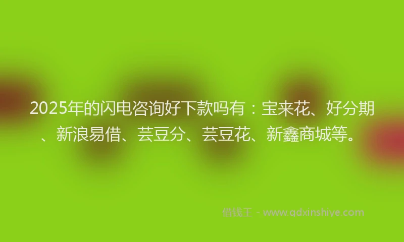 2025年的闪电咨询好下款吗有：宝来花、好分期、新浪易借、芸豆分、芸豆花、新鑫商城等。