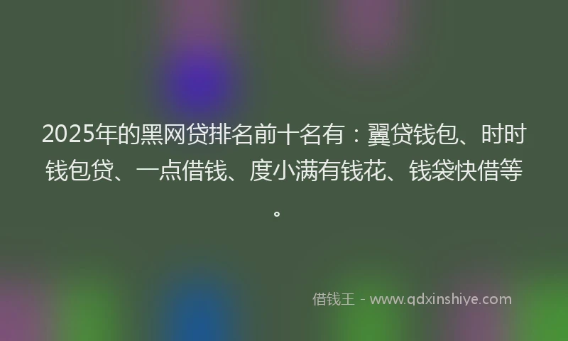 2025年的黑网贷排名前十名有：翼贷钱包、时时钱包贷、一点借钱、度小满有钱花、钱袋快借等。