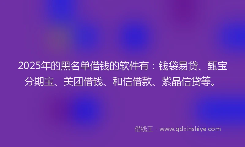 2025年的黑名单借钱的软件有：钱袋易贷、甄宝分期宝、美团借钱、和信借款、紫晶信贷等。