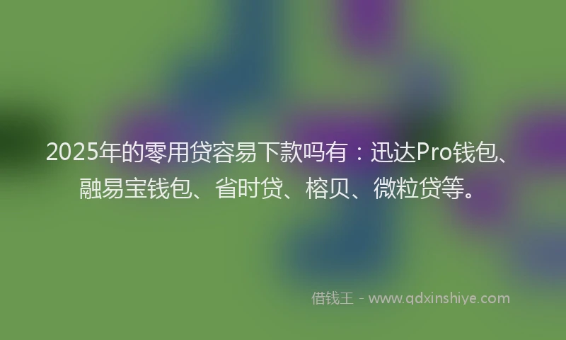 2025年的零用贷容易下款吗有：迅达Pro钱包、融易宝钱包、省时贷、榕贝、微粒贷等。
