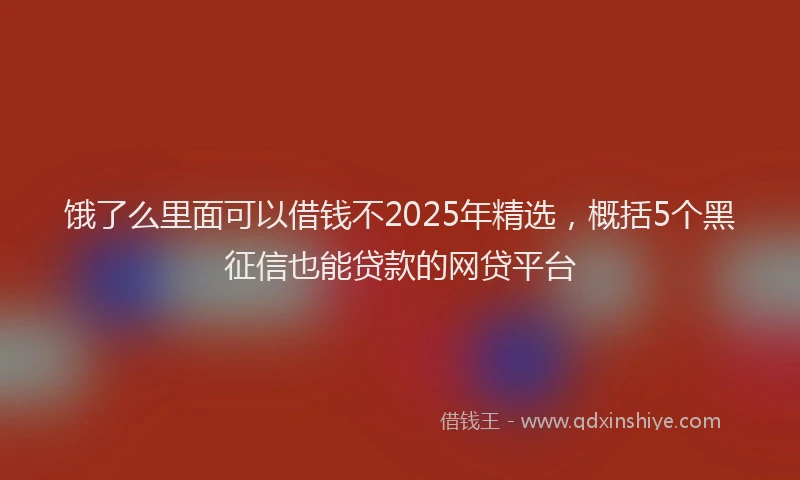 饿了么里面可以借钱不2025年精选，概括5个黑征信也能贷款的网贷平台