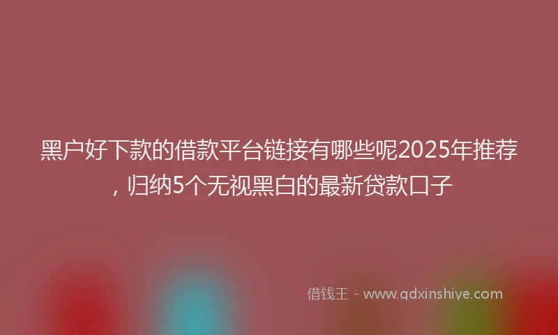 黑户好下款的借款平台链接有哪些呢2025年推荐，归纳5个无视黑白的最新贷款口子