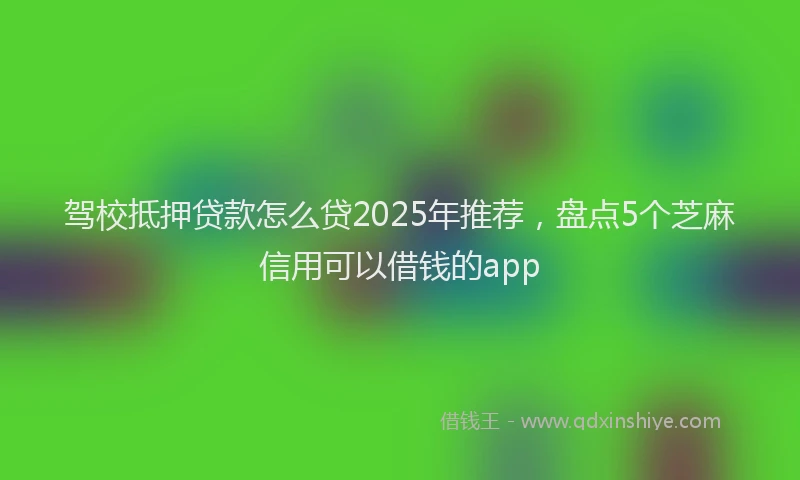驾校抵押贷款怎么贷2025年推荐，盘点5个芝麻信用可以借钱的app