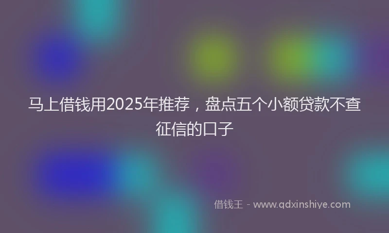 马上借钱用2025年推荐，盘点五个小额贷款不查征信的口子