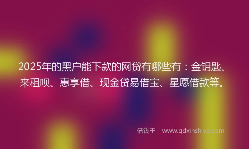 2025年的黑户能下款的网贷有哪些有：金钥匙、来租呗、惠享借、现金贷易借宝、星愿借款等。