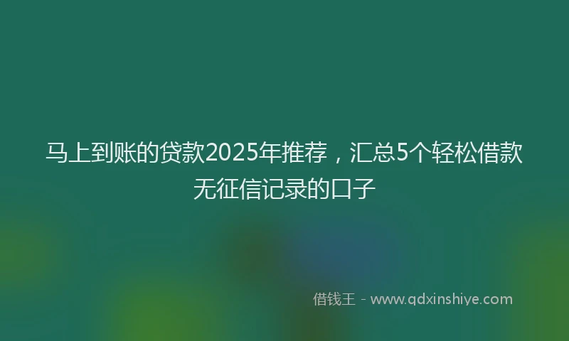 马上到账的贷款2025年推荐，汇总5个轻松借款无征信记录的口子