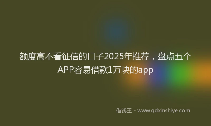 额度高不看征信的口子2025年推荐，盘点五个APP容易借款1万块的app