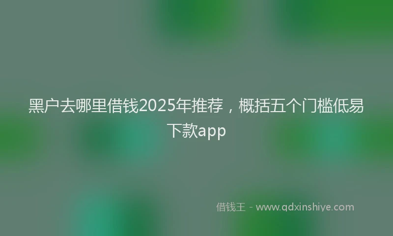 黑户去哪里借钱2025年推荐，概括五个门槛低易下款app