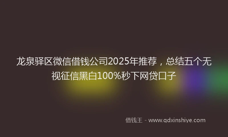 龙泉驿区微信借钱公司2025年推荐，总结五个无视征信黑白100%秒下网贷口子
