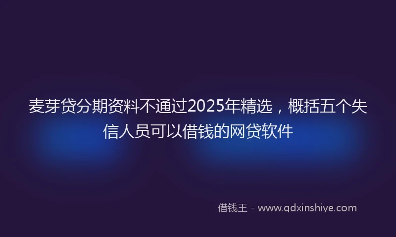 麦芽贷分期资料不通过2025年精选，概括五个失信人员可以借钱的网贷软件