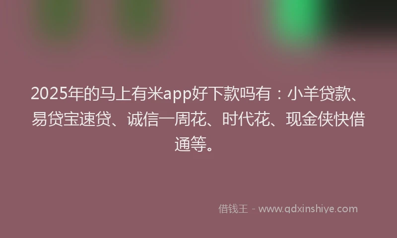 2025年的马上有米app好下款吗有：小羊贷款、易贷宝速贷、诚信一周花、时代花、现金侠快借通等。