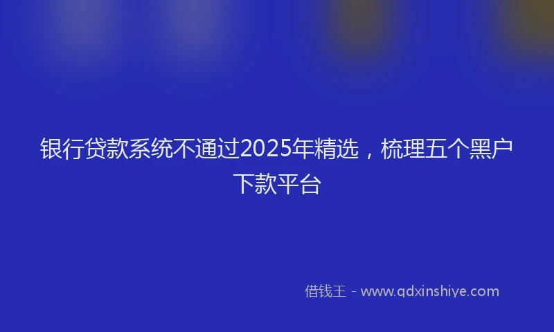银行贷款系统不通过2025年精选，梳理五个黑户下款平台