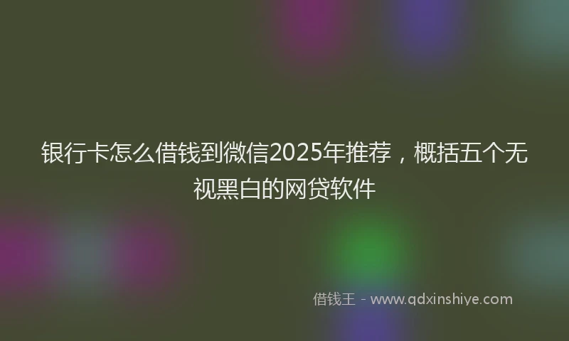 银行卡怎么借钱到微信2025年推荐，概括五个无视黑白的网贷软件