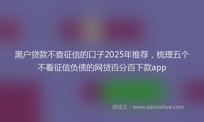 黑户贷款不查征信的口子2025年推荐，梳理五个不看征信负债的网贷百分百下款app