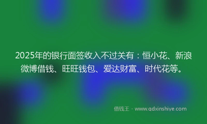 2025年的银行面签收入不过关有：恒小花、新浪微博借钱、旺旺钱包、爱达财富、时代花等。