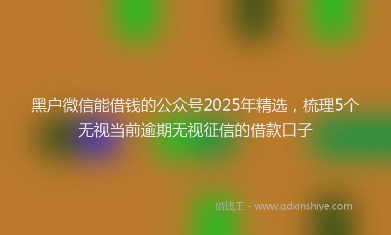 黑户微信能借钱的公众号2025年精选，梳理5个无视当前逾期无视征信的借款口子