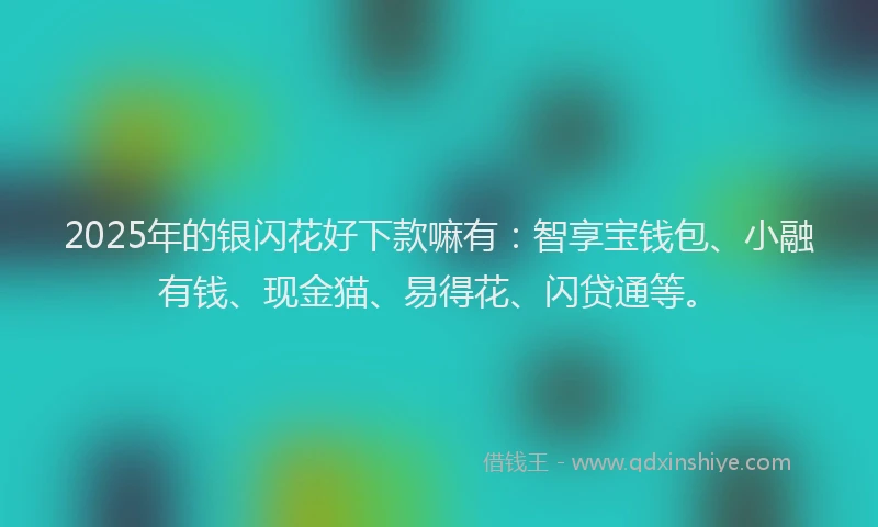 2025年的银闪花好下款嘛有：智享宝钱包、小融有钱、现金猫、易得花、闪贷通等。