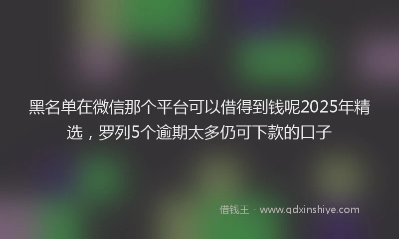 黑名单在微信那个平台可以借得到钱呢2025年精选，罗列5个逾期太多仍可下款的口子