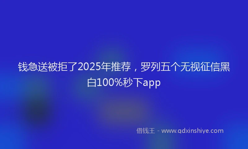 钱急送被拒了2025年推荐，罗列五个无视征信黑白100%秒下app