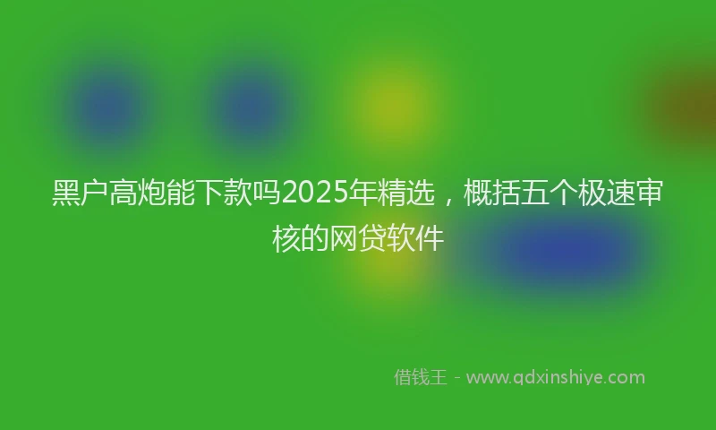 黑户高炮能下款吗2025年精选，概括五个极速审核的网贷软件