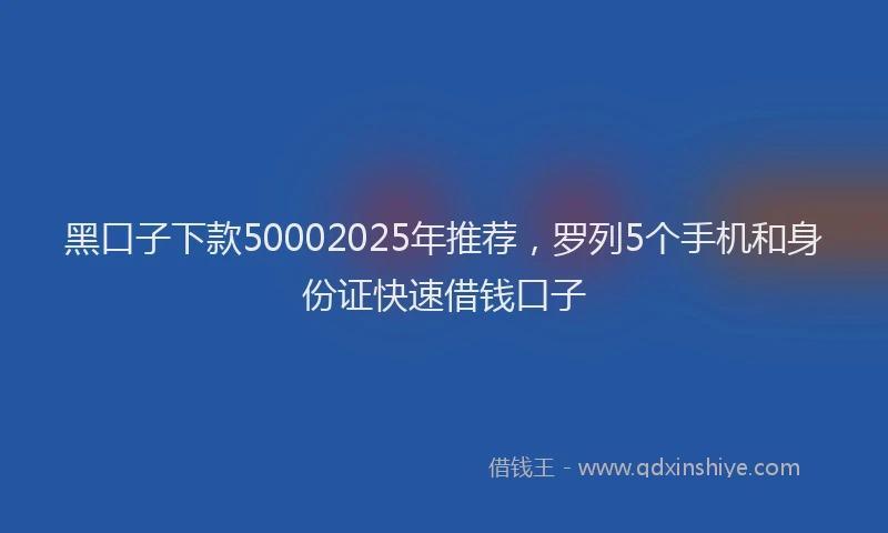黑口子下款50002025年推荐，罗列5个手机和身份证快速借钱口子