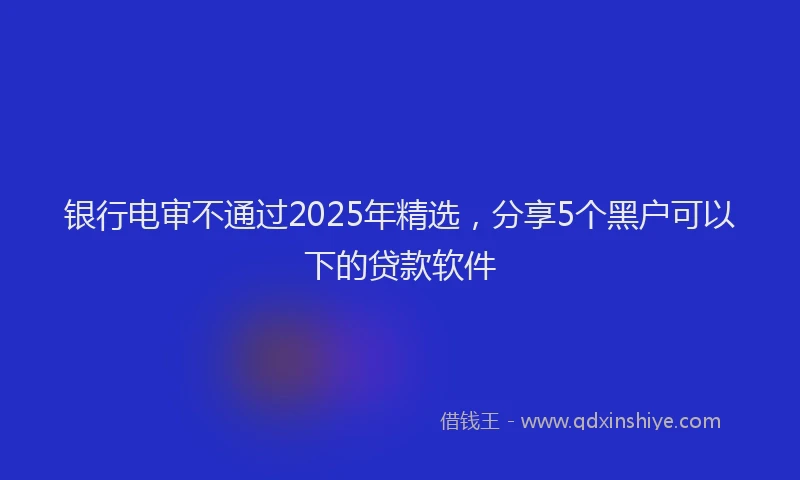 银行电审不通过2025年精选，分享5个黑户可以下的贷款软件