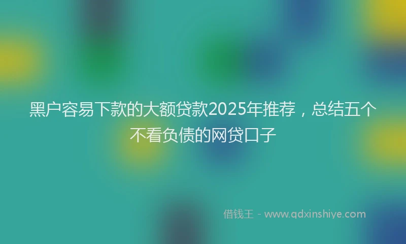 黑户容易下款的大额贷款2025年推荐，总结五个不看负债的网贷口子