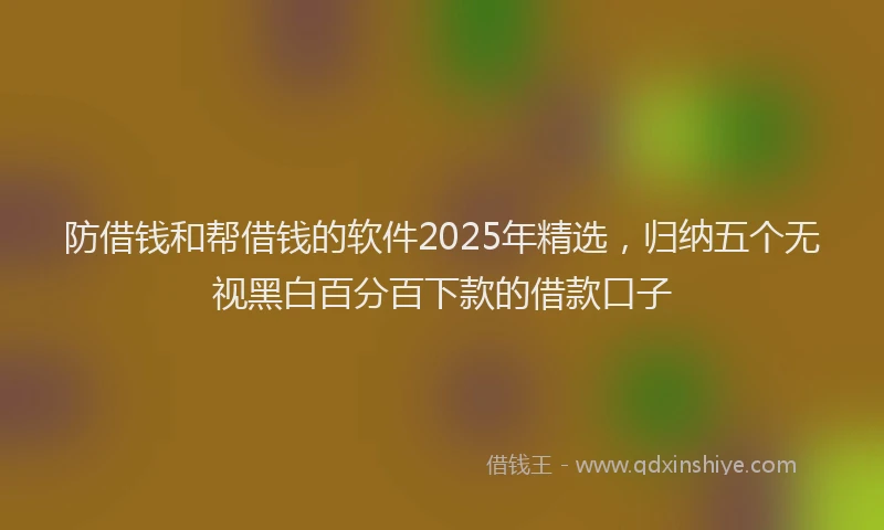 防借钱和帮借钱的软件2025年精选，归纳五个无视黑白百分百下款的借款口子