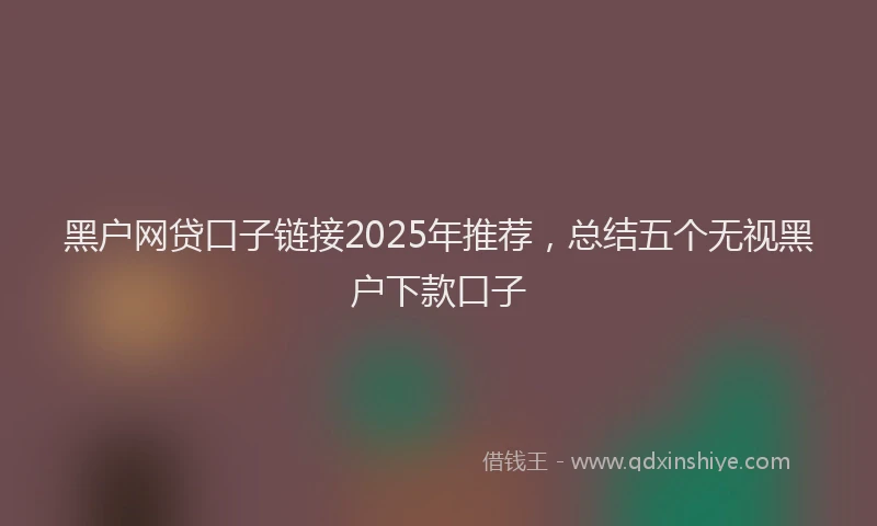 黑户网贷口子链接2025年推荐，总结五个无视黑户下款口子
