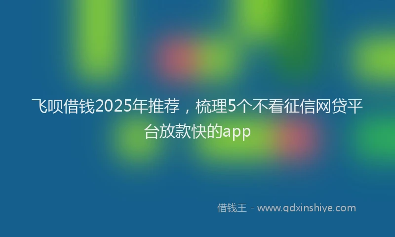 飞呗借钱2025年推荐，梳理5个不看征信网贷平台放款快的app