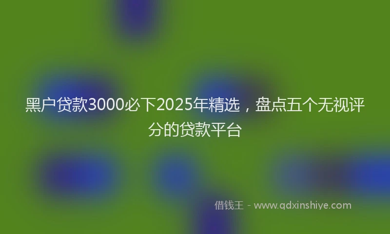 黑户贷款3000必下2025年精选，盘点五个无视评分的贷款平台