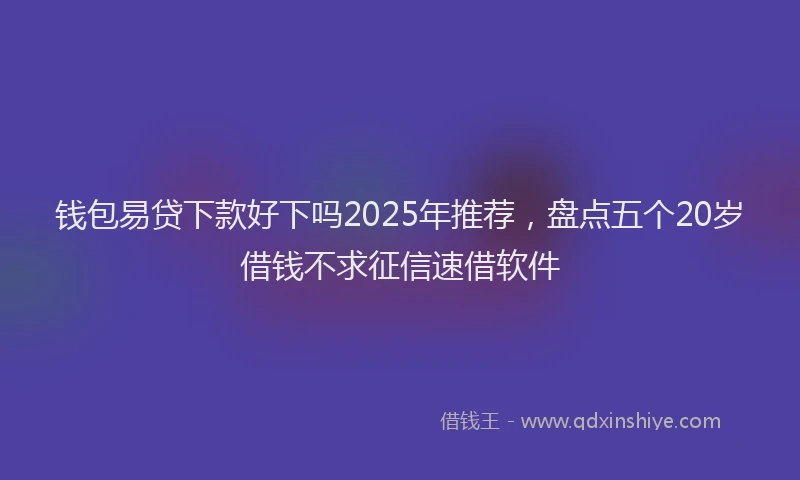 钱包易贷下款好下吗2025年推荐，盘点五个20岁借钱不求征信速借软件