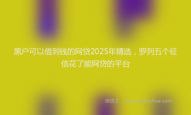 黑户可以借到钱的网贷2025年精选，罗列五个征信花了能网贷的平台
