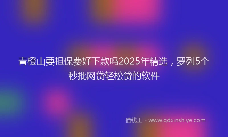 青橙山要担保费好下款吗2025年精选，罗列5个秒批网贷轻松贷的软件