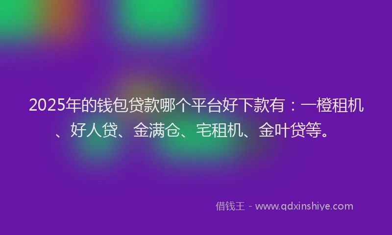 2025年的钱包贷款哪个平台好下款有：一橙租机、好人贷、金满仓、宅租机、金叶贷等。