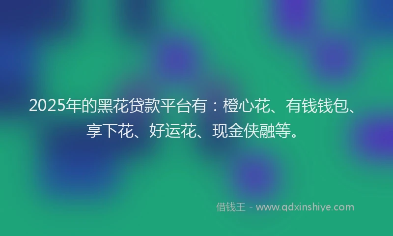 2025年的黑花贷款平台有：橙心花、有钱钱包、享下花、好运花、现金侠融等。