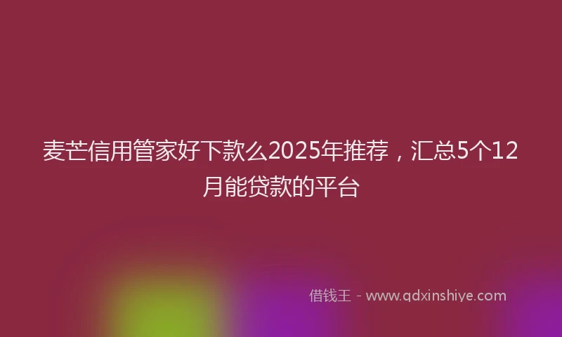 麦芒信用管家好下款么2025年推荐，汇总5个12月能贷款的平台