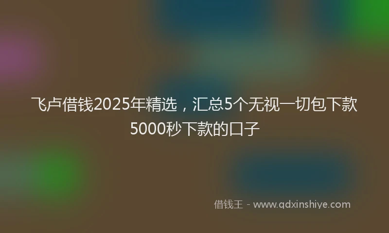 飞卢借钱2025年精选，汇总5个无视一切包下款5000秒下款的口子