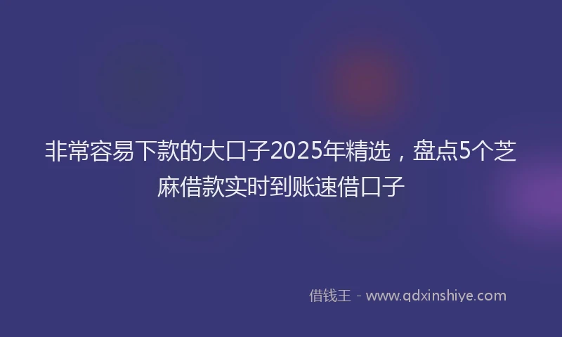 非常容易下款的大口子2025年精选，盘点5个芝麻借款实时到账速借口子