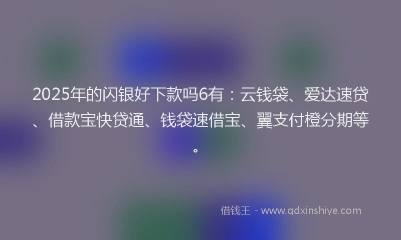 2025年的闪银好下款吗6有：云钱袋、爱达速贷、借款宝快贷通、钱袋速借宝、翼支付橙分期等。