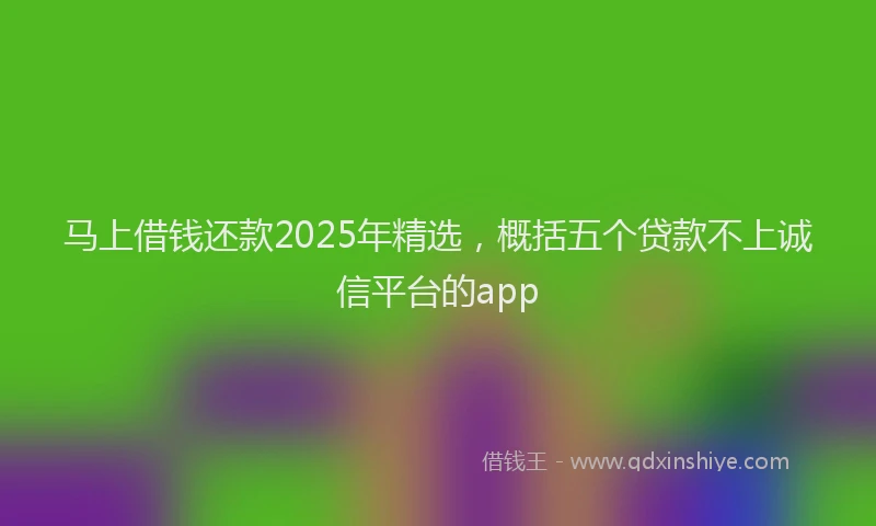 马上借钱还款2025年精选，概括五个贷款不上诚信平台的app