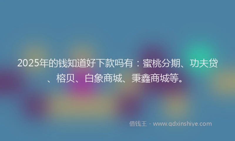 2025年的钱知道好下款吗有：蜜桃分期、功夫贷、榕贝、白象商城、秉鑫商城等。