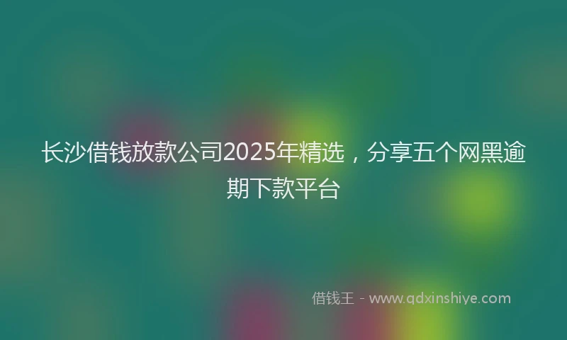 长沙借钱放款公司2025年精选，分享五个网黑逾期下款平台
