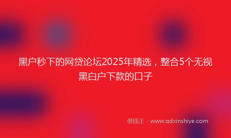 黑户秒下的网贷论坛2025年精选，整合5个无视黑白户下款的口子
